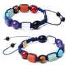 Filo 5 pezzi corda tessuta 7 braccialetti di pietra chakra Reiki guarigione pietra preziosa naturale per donne ragazze yoga intrecciato