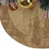 Decorazioni natalizie 50"/36" glitter scintillanti con gonna per albero in finta seta nervata artigianale in colore oro P2599-90cm-t/P4501