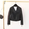 Manteau en cuir PU Pipi pour femme, veste Slim, Vintage, fermeture éclair, Beige, blanc, automne 2023