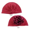 New Women Big Flower Turban Hat Bonnet Headwear Scarf Wrap Hair Loss Cancer Chemo Cap Islamic Inner Hijabs Headwrap Beanie Hats