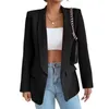 Trajes de mujer Color sólido Mujer Traje de trabajo con frente abierto Estilo elegante Cuello en V Slim Fit Clásico Oficina Blazer Chaquetas Abrigo de manga larga Diario