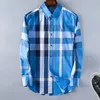 Mens Casual Business Shirt Burrery Men Camisas De Hombre Fashion geometric check print short sleeve lapel business versatile