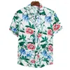 メンズカジュアルシャツ到着男性ハワイアンカミシアスワンボタンワイルドプリントショートスリーブブラウストップス