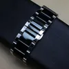 18mm 20mm 21mm 22mm 24mm Polished metal Black Watchband Stainless Steel Watch Band Strap Men Silver Bracelet Replacement Solid Lin198O