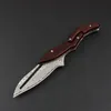 Hög hårdhet Damascus Knife Wood Handle Pocket Folding Knives Outdoor Camping Cutter EDC Multitool