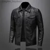 Herrenfell Kunstpelz Herrenjacken Hochwertige Motorrad-Lederjacke Große Tasche Schwarzer Reißverschluss Revers Slim Fit Männlicher Frühlings- und Herbst-Pu-Mantel M5Xl 230812 L230913