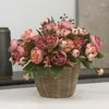 Fleurs décoratives en soie camélia artificielles, petit Bouquet de mariée, décor de fête de noël, fausse décoration de mariage pour la maison