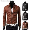 Herrenfell Kunstfell Herrenjacken 2023 Lederjacke Herren – Cafe Racer Echtes Lammfell Distressed Motorrad L23091