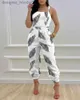 Kvinnor Jumpsuits Rompers Womens Jumpsuits Rompers Summer Sleeveless Long Jumpsuit Women Fashion Plus Size Printing Square Neck Sleeveless Hollowedout Backless J