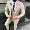 Begie Slim Fit Düğün Erkek Takım Son Ceket Pantolon Tasarım Prom Takas 3 Parça Ceket Pantolon Yelek Kravat Damat Smokin Smokin Erkekler Suit283Q