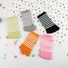 Women Socks Korean Casual Striped Sports White Black Spring Autumn Cotton Thermal Five-toe Fingers Stockings For Children Boys Girls