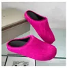 2023 zapatillas de piel de moda para mujer punta redonda toboganes de pelo de caballo femenino negro rosa rojo verde mulas zapatos plana media zapatilla mujer casual zapatos de felpa