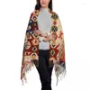 Roupas étnicas Aksaray Tribal Antigo Turco Kilim Impressão Borla Lenço Macio Vintage Bohemian Art Xales Wraps Senhoras Inverno Outono Lenços