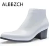 Kleidschuhe Herbst Winter Herren Echtes Leder Schneestiefel 6 cm High Heels Weiß Schwarz Braun Hochzeit Männer Business Arbeit Knöchel 230912