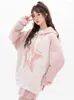 Women's Hoodies ADAgirl Kawaii Zip Up Sweet Star Pattern Oversized Raglan Sleeve Sweatshirts For Women Cutecore Fashion Aesthetic Tops