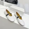 Confortável couro dedo do pé redondo ballet flats mary jane sapatos de designer de luxo sapatos de dança para senhoras preto branco marrom