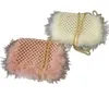 Bolsos de noche Faux pelaje perla embrague para mujeres mujeres hechas a mano rosa cubierta de cuentas de la cena bolsos de mano femenino lindo hombro2496402