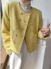 Женские куртки осень-зима брендовые роскошные твидовые короткие куртки женские элегантные французские золотые двубортные шерстяные костюмы Casaco верхняя одежда 230912