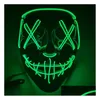 Masques de fête Masque d'Halloween LED Light Up Glowing Funny The Purge Election Année Grand Festival Cosplay Costume Fournitures Coser Face Sheil Dhuor