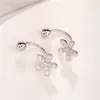 Boucles d'oreilles ZFSILVER Mode Tendance Argent Frais S925 Diamant-set Fleur Vis Boule Pour Femmes Charmes Accessoires Bijoux Cadeau De Fête