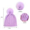 Automne hiver enfants câble tricot bonnet bébé chapeau couleur unie filles garçons casquette chaud tricoté enfants mignon pompon enfants casquettes élastiques
