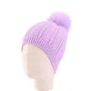 Automne hiver enfants câble tricot bonnet bébé chapeau couleur unie filles garçons casquette chaud tricoté enfants mignon pompon enfants casquettes élastiques