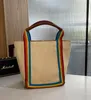 Anya Bag Gialla faccina sorridente tela pelle bovina colore arcobaleno Tote borsa da spiaggia tote borsa a mano borsa griffata borse a tracolla di lusso borsa a tracolla da donna