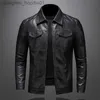 Herrenfell Kunstpelz Herrenjacken Hochwertige Motorrad-Lederjacke Große Tasche Schwarzer Reißverschluss Revers Slim Fit Männlicher Frühlings- und Herbst-Pu-Mantel M5Xl 230812 L230913