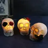 Tête de crâne en résine lumineuse pour Halloween, accessoire de décoration LED pour crâne de terreur, nouvelle collection