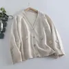 Frauen Strick Herbst Winter V-ausschnitt 3D Blume Strickjacke Lose Breite Pullover Strickwaren Mantel Weibliche Tops Chompas Para Mujer