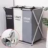 Storage Baskets Dirty Clothes Basket Three Grid Organizer Collapsible Large Laundry Hamper Waterproof Home 230912