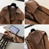 Women's Leather Lapel Double Breasted Motorcycle PU Jacket For Women Spring Autumn 2023 Korean Style Fashion Westernized Trend
