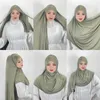 Abbigliamento etnico Bellissimo turbante hijab musulmano tinta unita con hijab Abaya di diamanti per donna sciarpa in jersey Istantaneo islamico di alta qualità