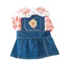 Vêtements de chien mignon ours Denim robe printemps été vêtements pour animaux de compagnie pour petits chiens chats doux broderie Jean jupe vêtements