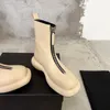 Дизайнерские женские ботинки, роскошные кожаные ботинки Chelsea Martin с утолщенной подошвой и молнией спереди на плоском каблуке D3t1 #