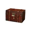 Boîtes de rangement Bacs Big Vintage Boîte en bois en métal avec serrure Valise Bijoux pour cadeau Craft Organisateur Décorations de bureau Emballage Drop de Dhqhn