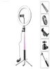 Selfie Monopods 10 pouces 26 CM Dimmable LED Studio caméra anneau lumière Po téléphone vidéo lampe avec trépieds Selfie bâton anneau lumière support de téléphone 5415407 L230913