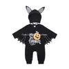 Halloween babykläder söta fladdermöss pumpa baby romper nyfödda spelsdräkt overallerar bomull långärmad jumpsuit