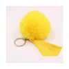 29 Färger 8cm Rabbit Pälsboll Tassel Keychain Mticolor Tassels Pompom Handväska Key Ring Car Pendant Keychains Drop Delivery