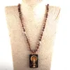 Pendentif Colliers RH Mode Boho Bijoux Semi-précieuse Pierre Longue Nouée Carré Bois Femmes Collier Cadeau Dropship