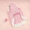 Vêtements pour chiens Jupe en dentelle pour animaux de compagnie Été Respirant Amour Imprimé Fleur Bow Robe De Princesse Costume De Chiot Jupes En Maille Douce