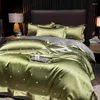 Set di biancheria da letto di lusso in oro 1000TC raso di cotone egiziano jacquard set morbido setosità foglie texture copripiumino lenzuolo federe