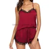 Women's Sleep Lounge Women's Sleepwear 2pc Women Sexy Lingerie Lace Satin Camisole Trousers Pajamas Sleep Wear Home Clothes 2023L230913