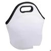 Party Favor Nouveaux blancs de sublimation Sac fourre-tout en néoprène réutilisable Sac à main Sacs à lunch souples avec fermeture à glissière pour l'école de travail FY349 Dhuxg