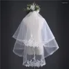 Bridal Veils Spring Style Two Layers Applicants elfenben med Comb Wedding Veil Accessories270s