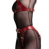 NXY BDSM Bondage Sexy Leather Harness Women Bra Body Lingerie Garter Belt Leg Tight Goth Accessories Stockings with Set Sex Shop