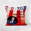 Party Favor 7 colors Linen poduszka er Trump 2024 Rzuć poduszka obudowa US Flag Flag Niepodległość Prezenty domowe sofa sofa