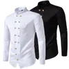 Camisas casuais masculinas 2023 outono doublebreasted camisa de manga comprida vintage henry colarinho vestido de cor sólida 230912