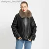 Pele masculina pele falsa pele feminina falso inverno curto preto jaqueta de couro feminino gola real moto pele de carneiro shearling casaco MJF-SJ-14Women's L230913