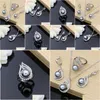 Earrings Necklace Gray Pearl Bridal Jewelry Sets Drop With Cz Stone 925 Sier Women Ring Set Delivery Otqgb